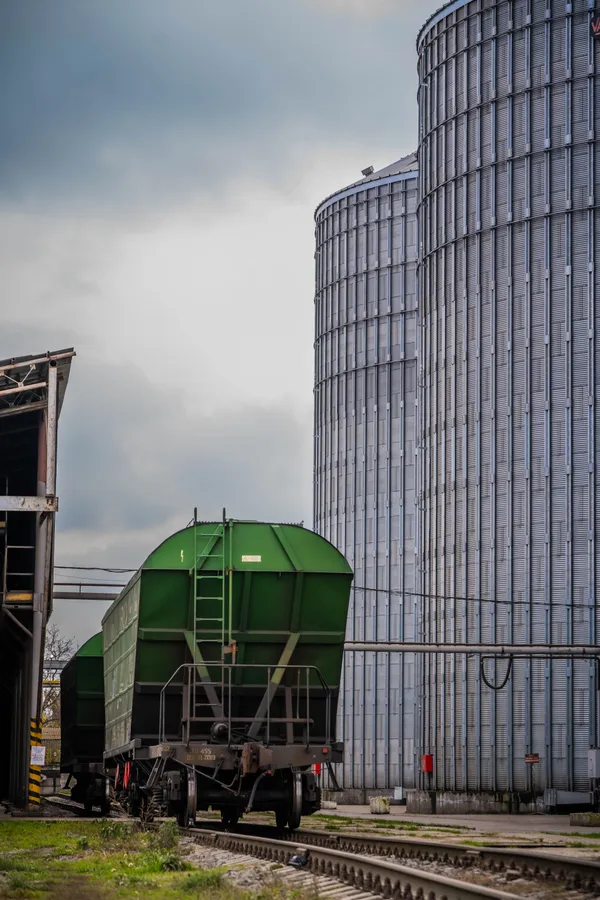 Зелений хопер біля силосу